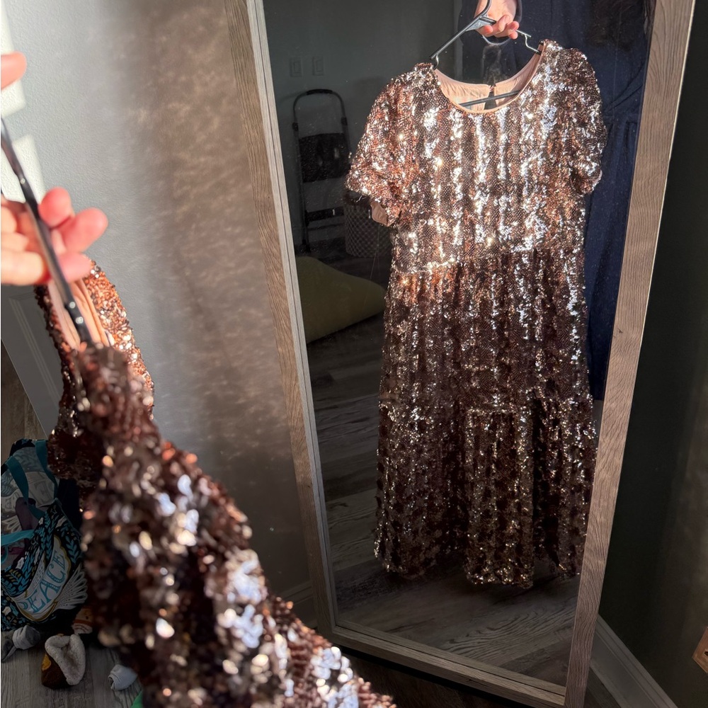 Anthropologie Maeve Gold/ Bronze Sequin dress